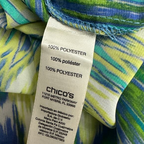 Chicos Womens Boho Sheer Tunic Top Size 2 US L Ikat Festival Vacation Cruise - Picture 4 of 8